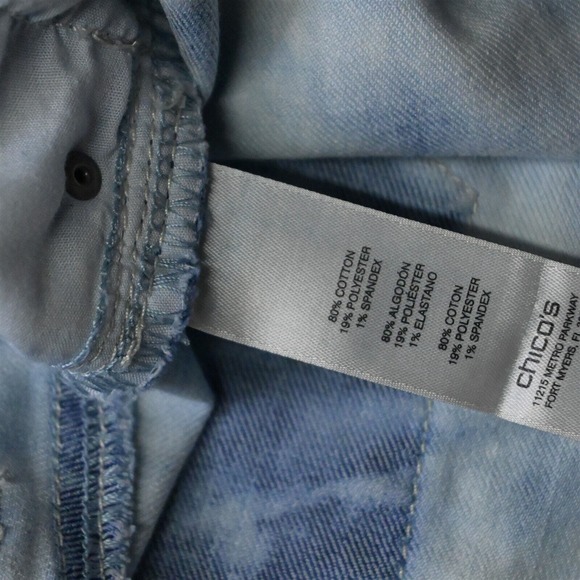 Chicos .5 /‎ 6 Ankle Slim Light Acid Wash Stretch Denim Womens Jeans - Picture 4 of 7